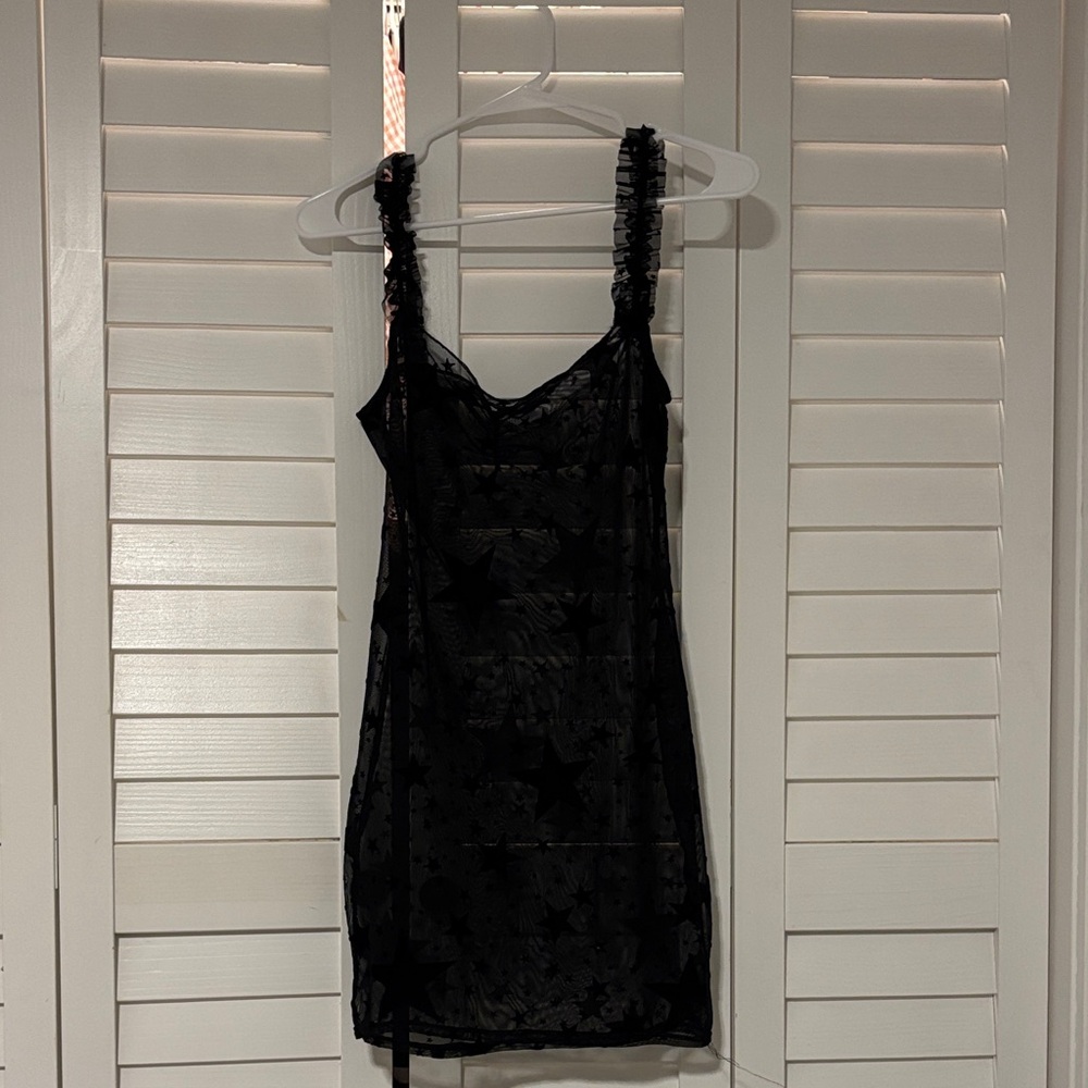 Black Sheer Dress with Star Pattern